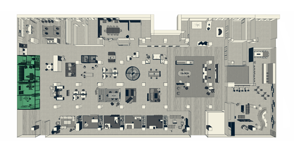 Haworth floorplan at an office space for private office