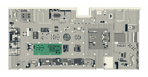 Haworth's floorplan at an office space of project team space