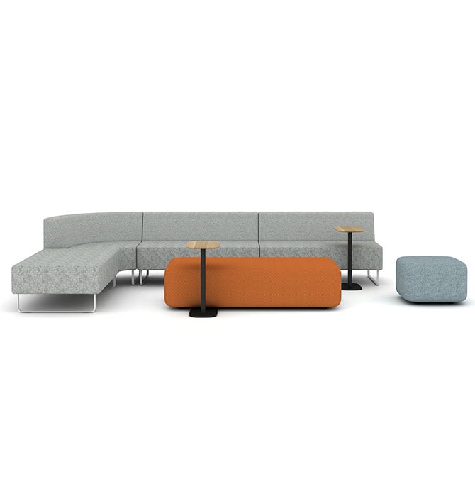 Riverbend Lounge with Pip Laptop Table and Pebble Ottomans