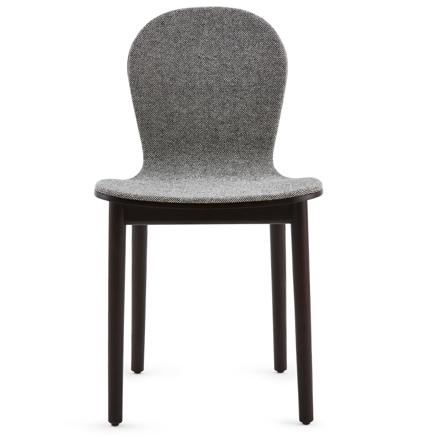 Haworth Bac Two side chair in grey and dark brown front view