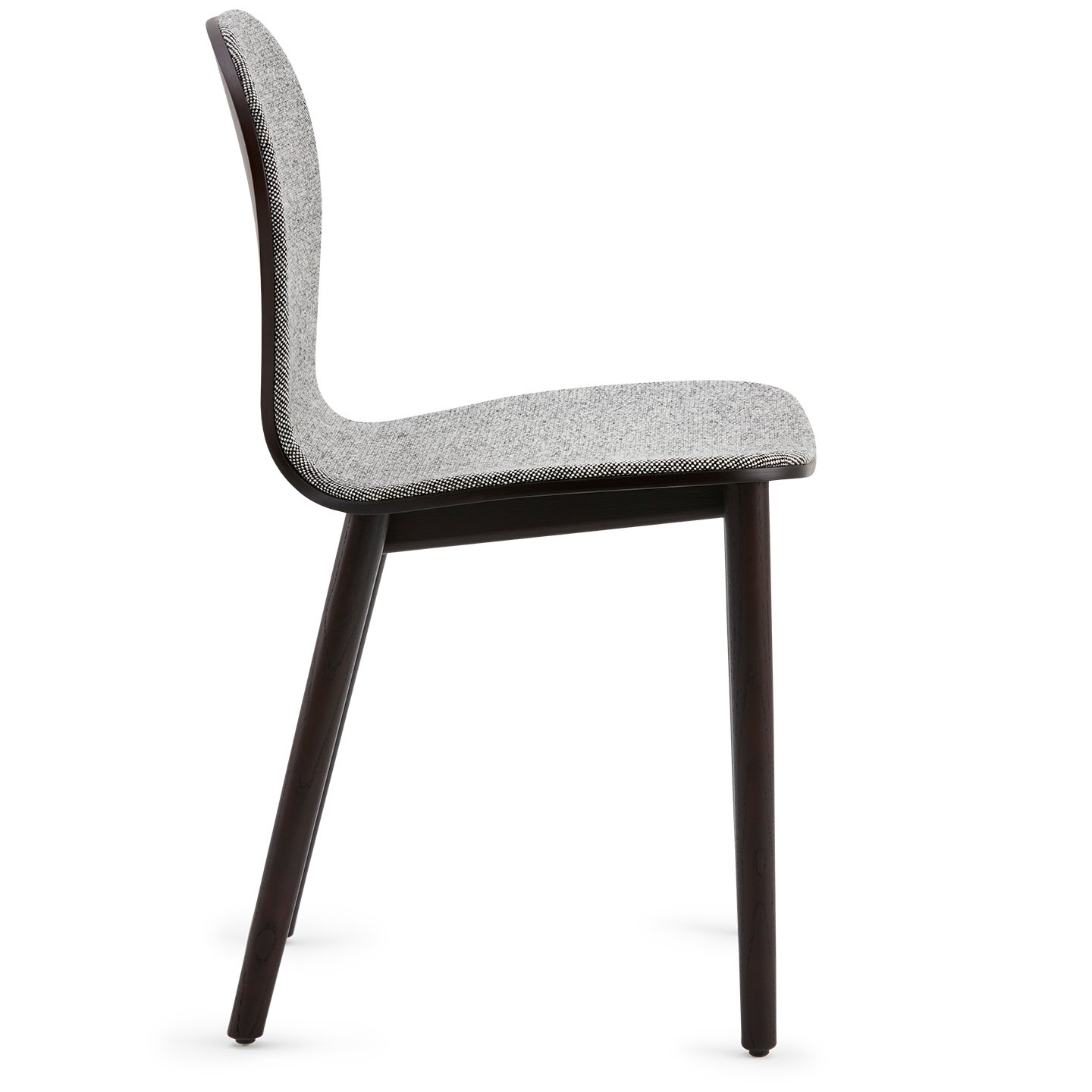 Haworth Bac Two side chair in grey and dark brown side view