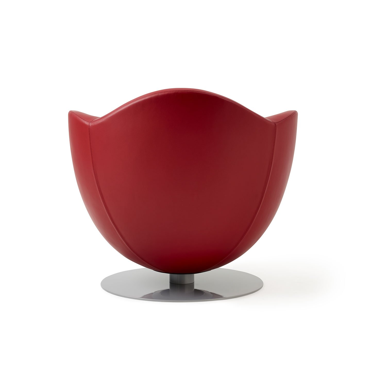 Haworth Dalia lounge chair in red leather as seen from the back