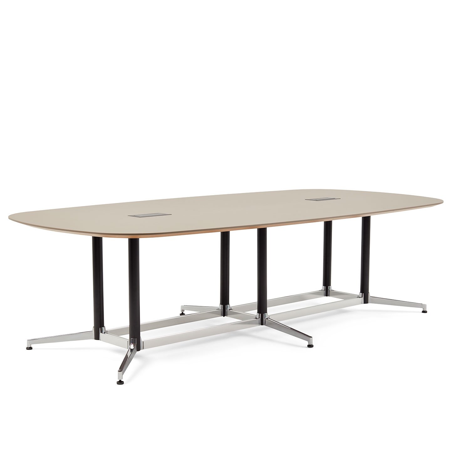 Haworth Jive Whitesweep table with long top and 6 legs with cord organizers 