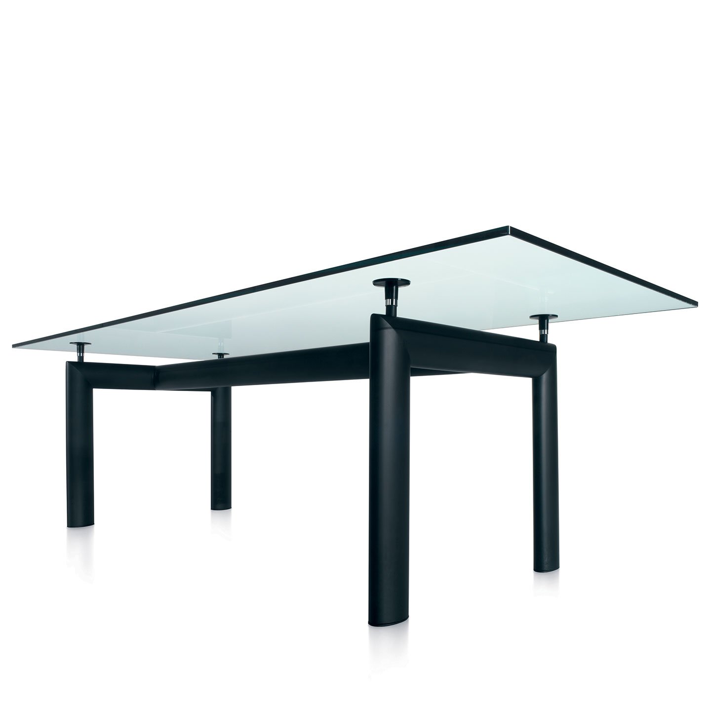 Haworth LC6 Table with glass rectangular top and black steel base