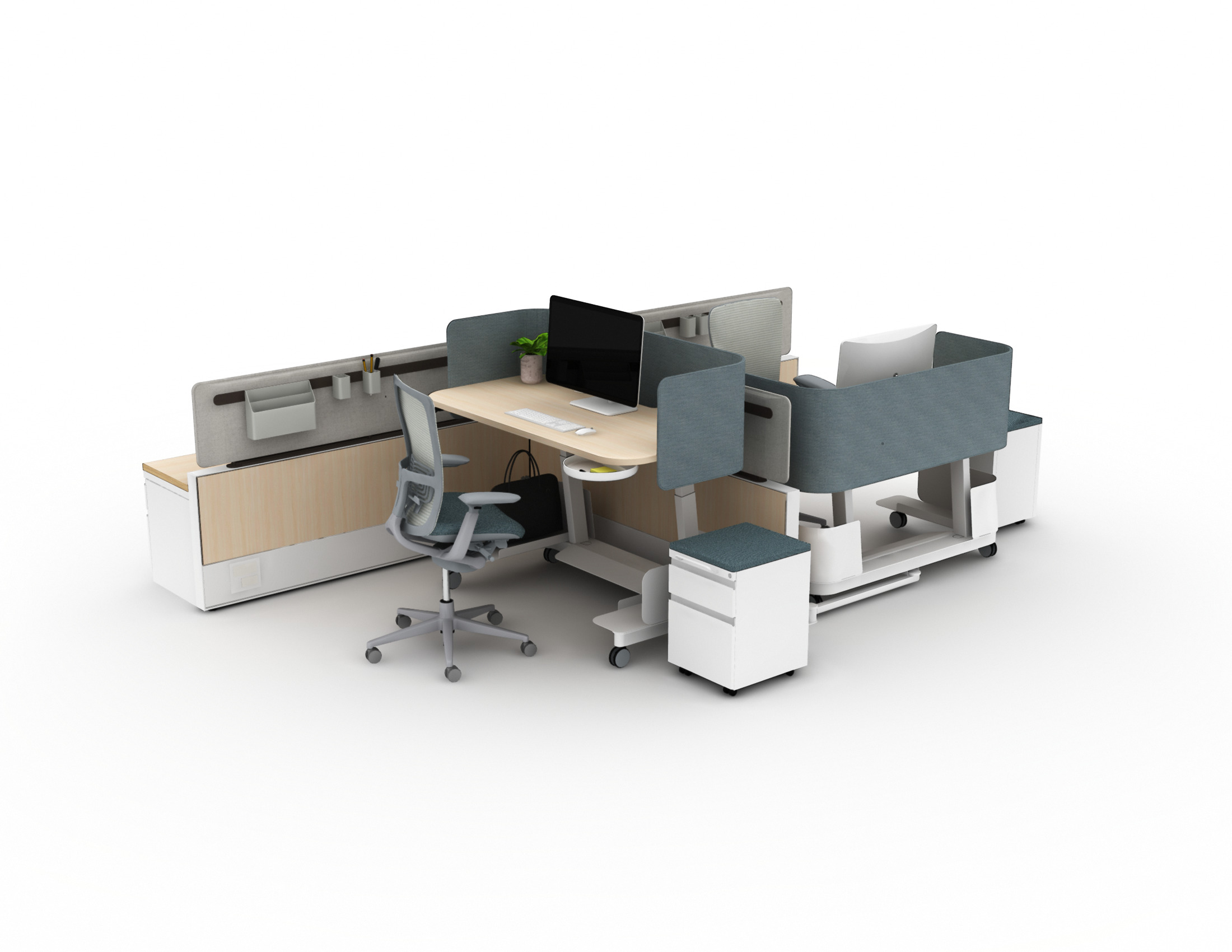 Compose Panel Based System, Compose Echo Height Adjustable Table, Compose Echo, Zody II Seating, X Series Storage, Belong Work Tools