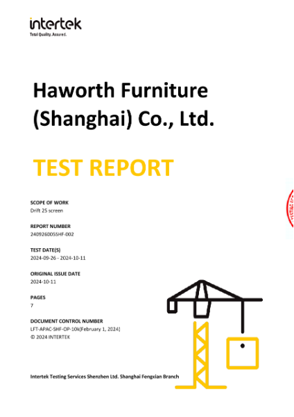 Drift 25 - Intertek Test Report - Shanghai | 文件详细信息 | Haworth