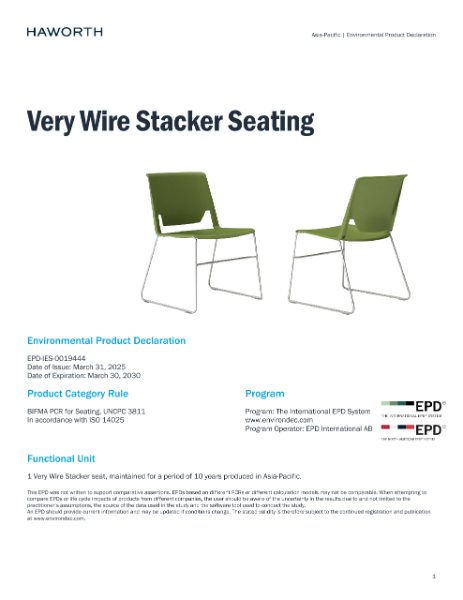 Very Wire Stacker Seating 環境製品宣言（EPD） | ファイルの詳細 | Haworth