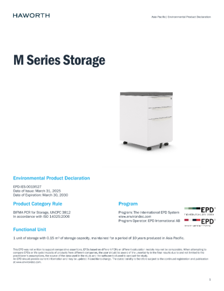 M Series Storage 環境製品宣言（EPD） | ファイルの詳細 | Haworth