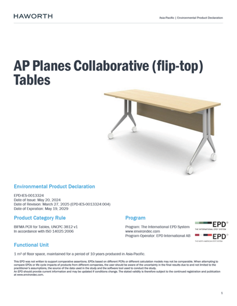 AP Planes Collaborative 环境产品声明 (EPD) | 文件详细信息 | Haworth