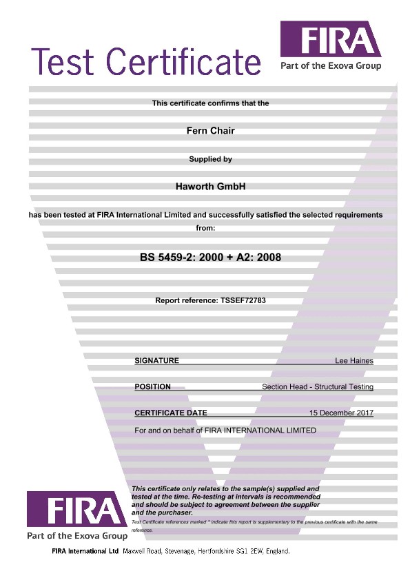 Fern certificate - FIRA | File details | Haworth