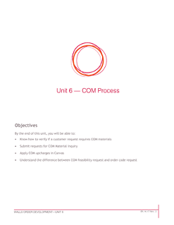 Unit 6 COM Process Order Development Training Manual | Details Page ...