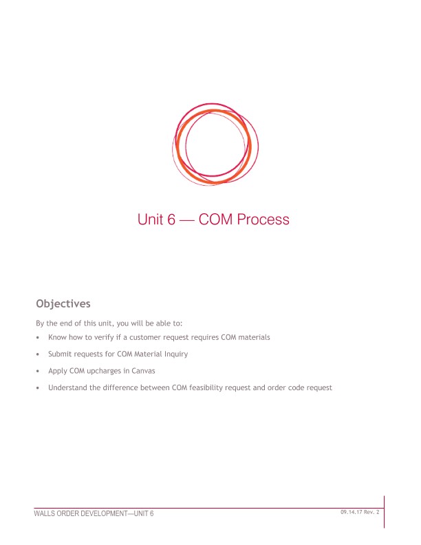 Unit 6 COM Process Order Development Training Manual | Details Page ...