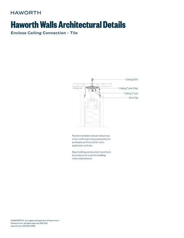 Enclose Ceiling Connection - Tile | Details Page | Haworth
