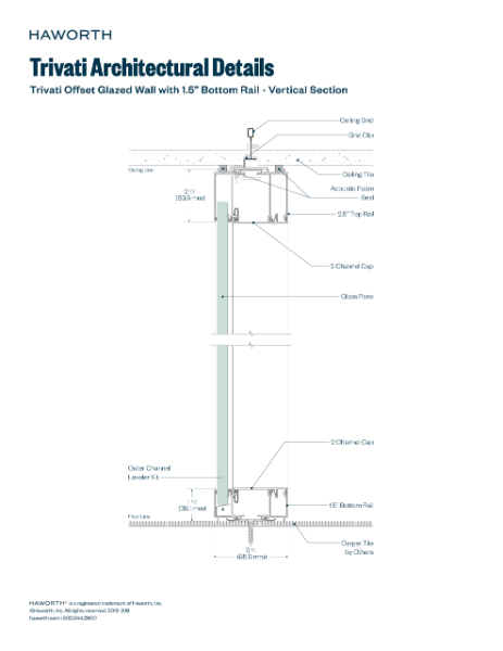 Offset Glazed Wall with 1.5” Bottom Rail | Details Page | Haworth