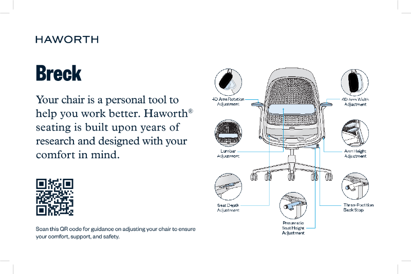 Breck Office Chair QR Code Half Pager for Print | Details Page | Haworth