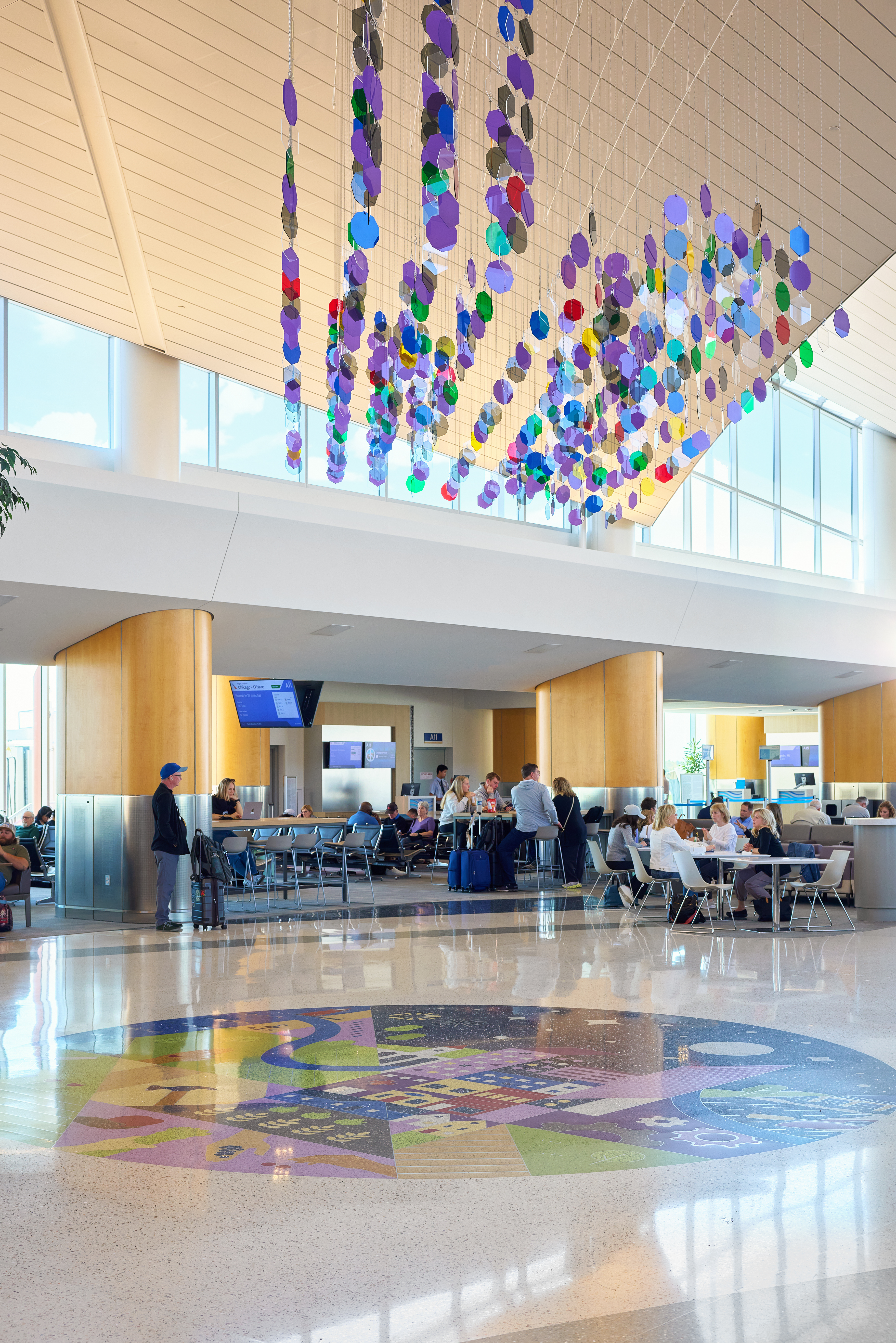 REnovation of Gerald R Ford International Airport concourse A highighting the artwork, design themes and seating options. 