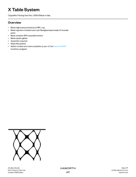 X Table System Price Pages | Details Page | Haworth