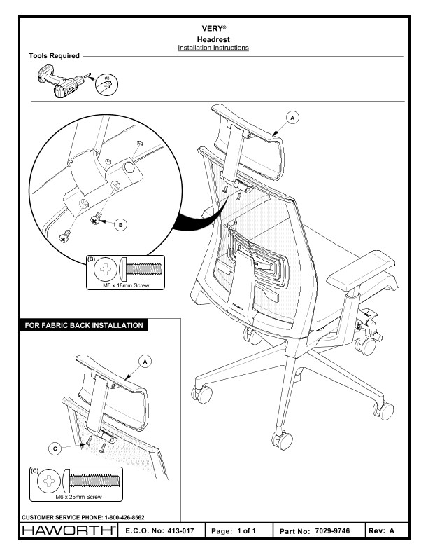 Very - Headrest - Installation | Details Page | Haworth