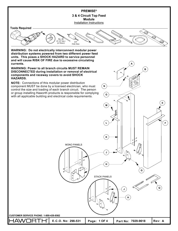 PREMISE - 3 and 4 Circuit Top Feed Module - Installation | Details Page ...