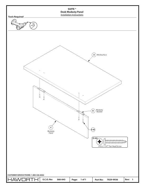 Suite - Desk Modesty Panel - Installation | Details Page | Haworth