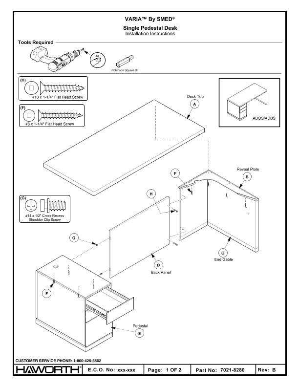 Varia - Single Pedestal Desk - Installation | Details Page | Haworth