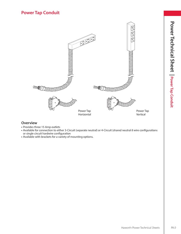 Power Tap Conduit - Haworth Power Technical Sheet | Details Page | Haworth