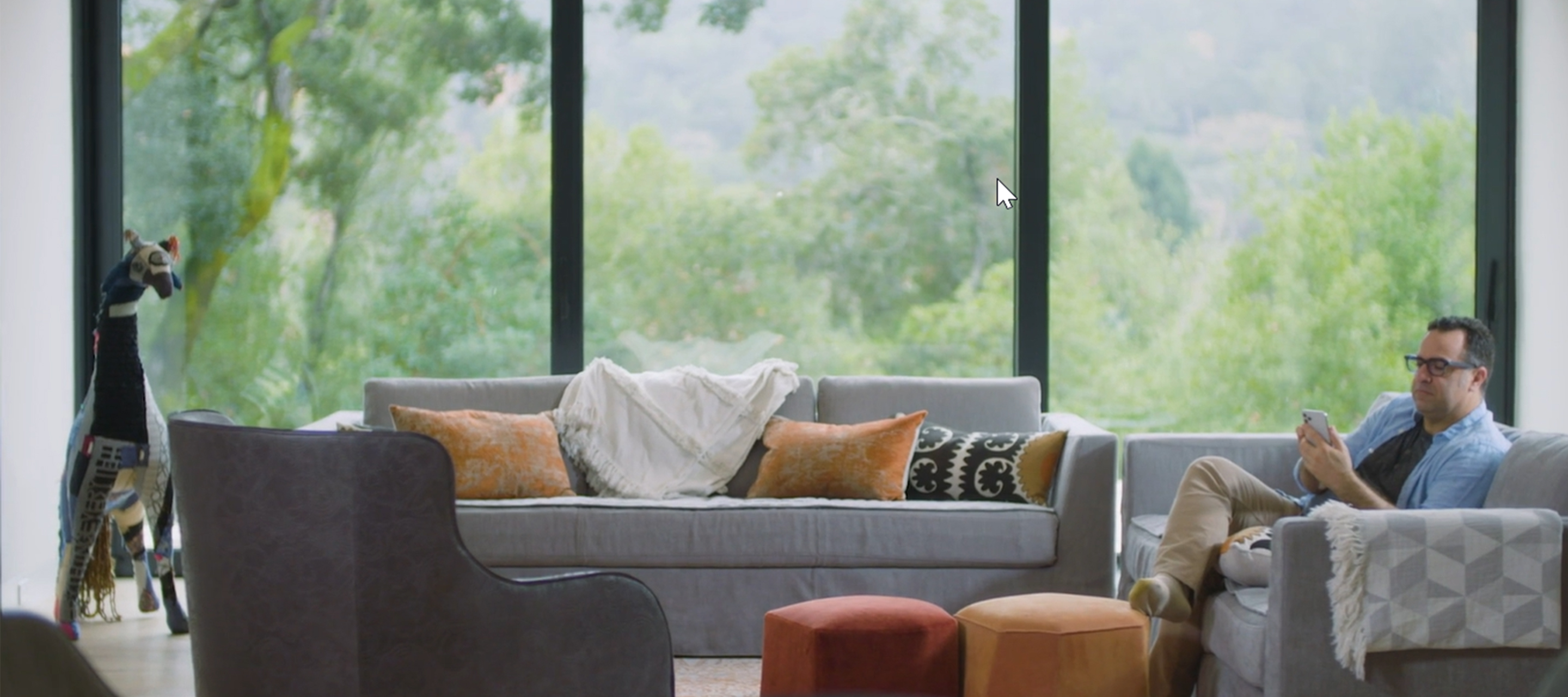 Haworth furniture by Bluescape with sofa and ottomans