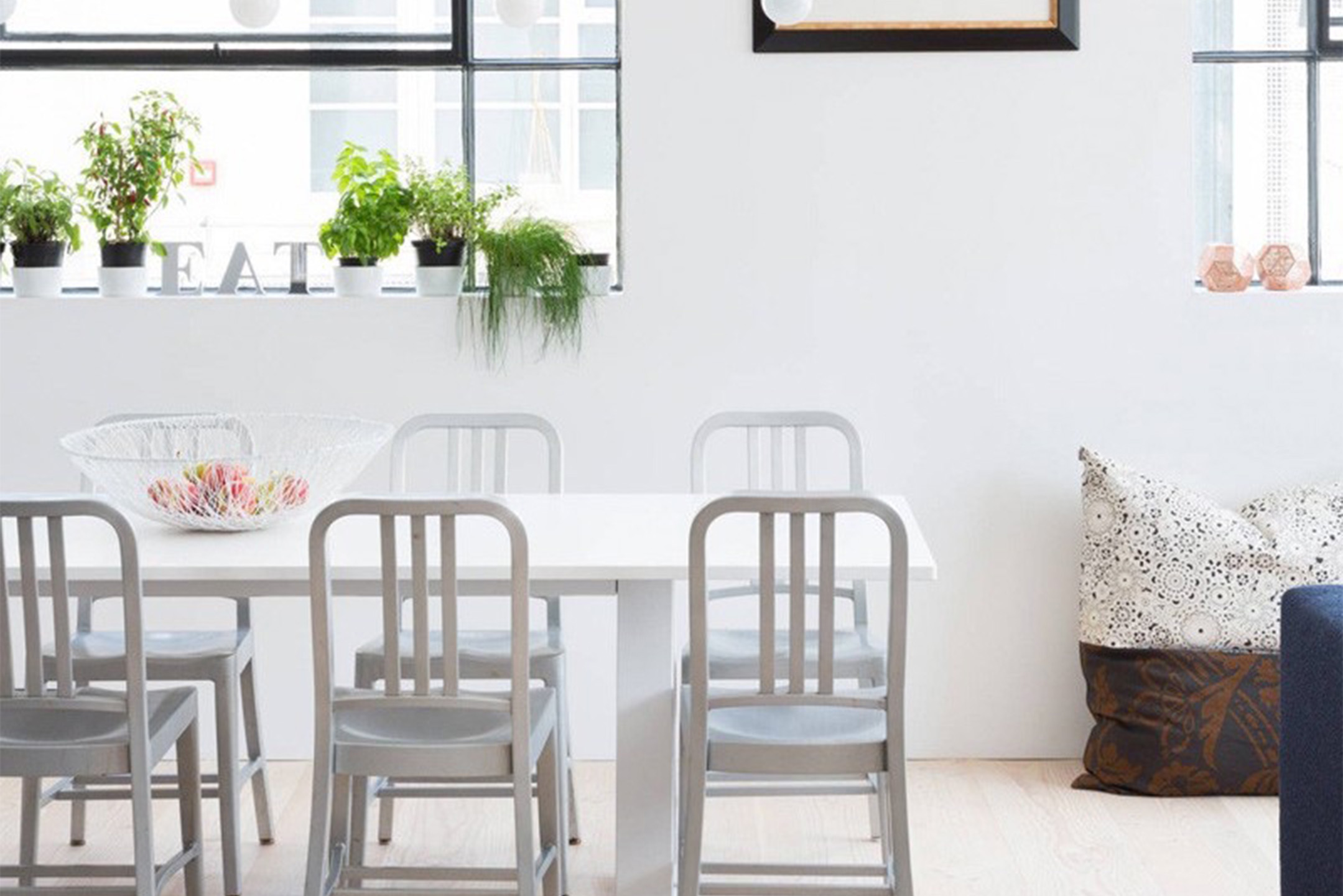 Haworth Emeco chairs in a dining space