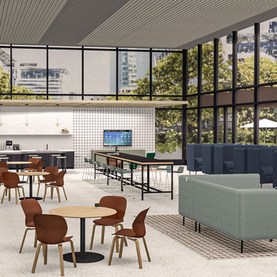 Haworth Maari chairs and Cabana lounge in a casual space