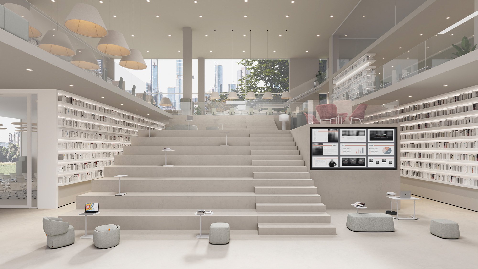 idea starter - rethinking education space scene, library lobby
