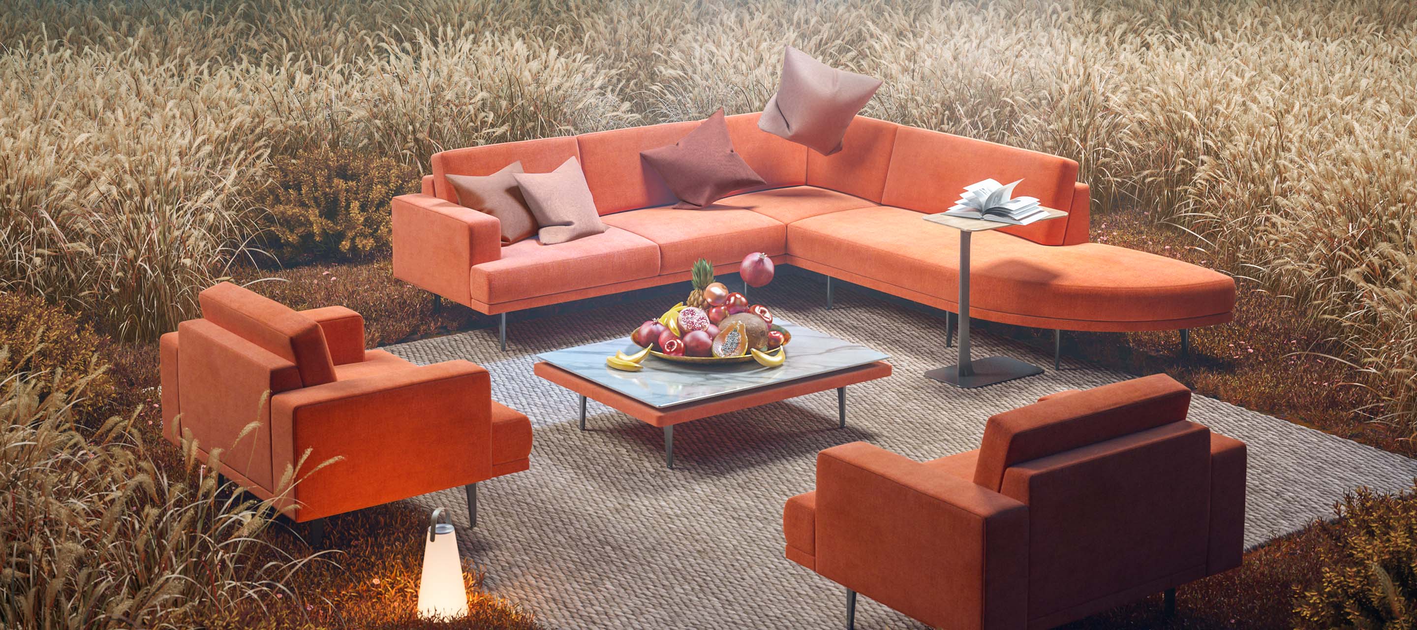 Haworth Lyda lounge in orange upholstery
