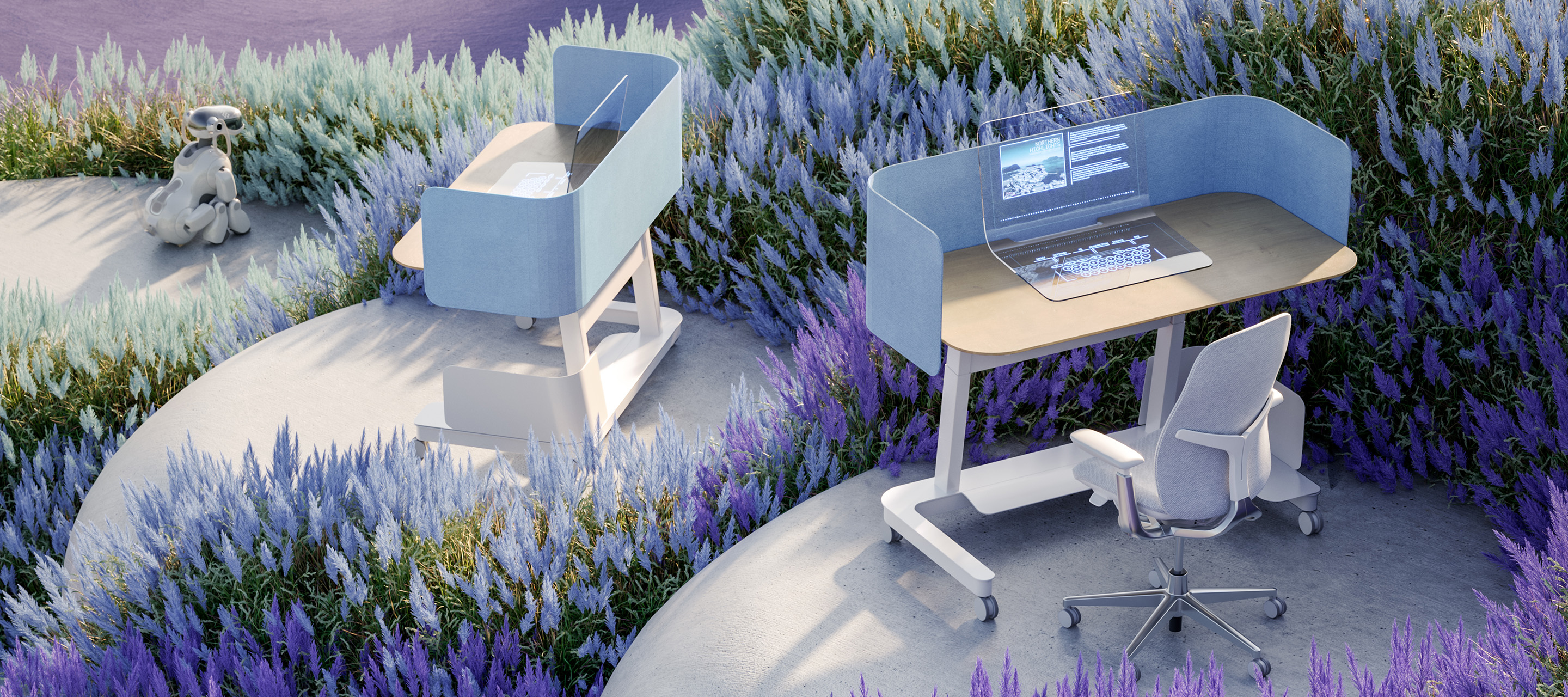 Haworth Compose Echo in a graphic illustration view 2