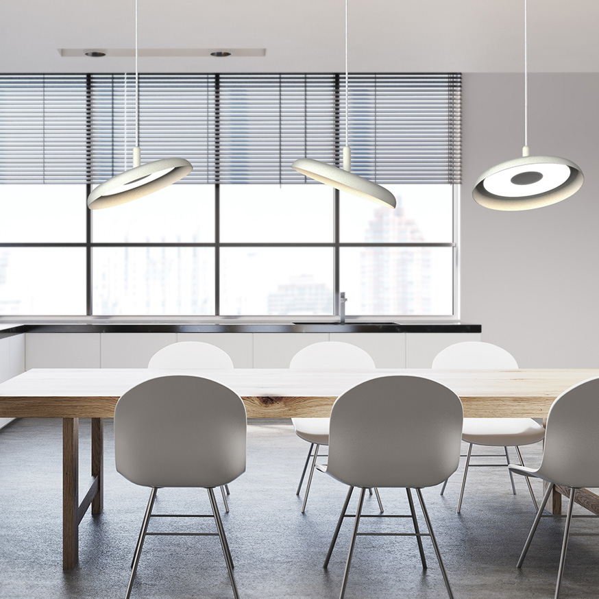 Haworth Nivel Pendant lighting in a conference room