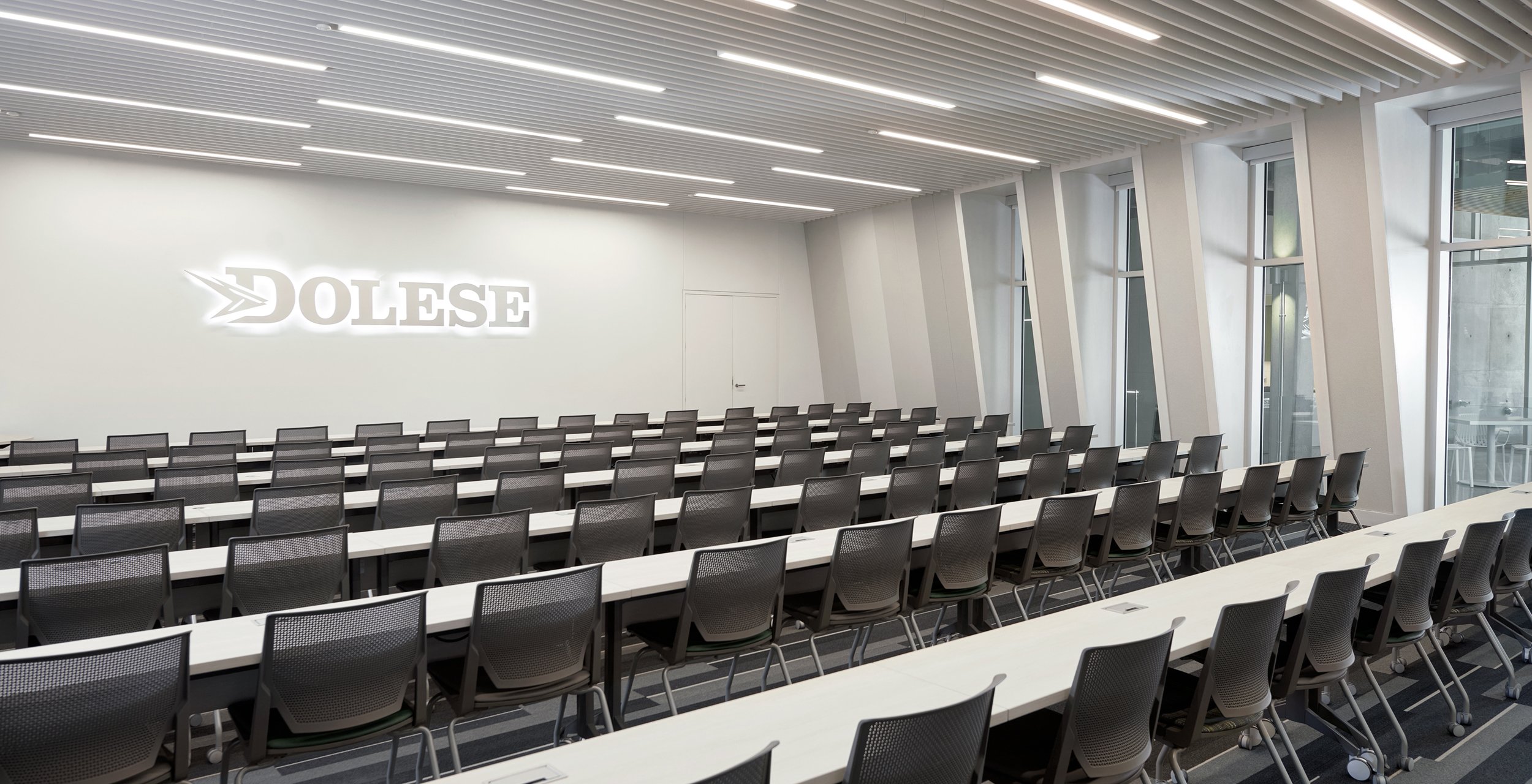 Haworth Conference chairs in black in Dolese Conference room