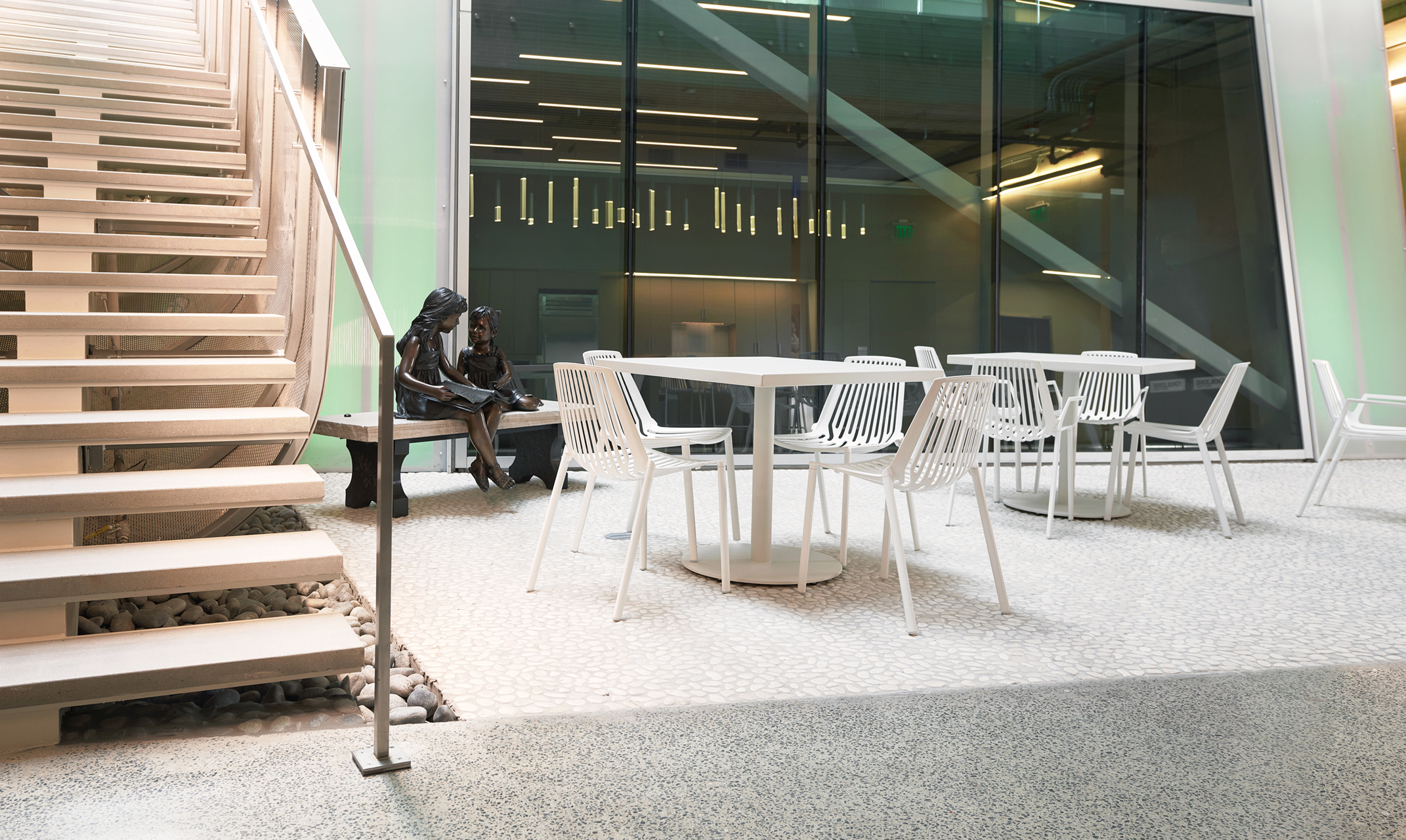 Haworth casual chairs in white in a lounge area in Dolese