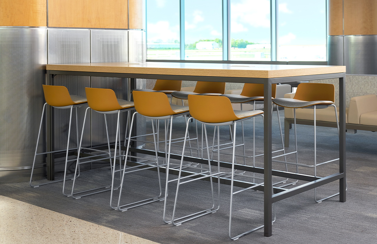 Maari Stools and Cultivate Table at Gerald R Ford International Airport