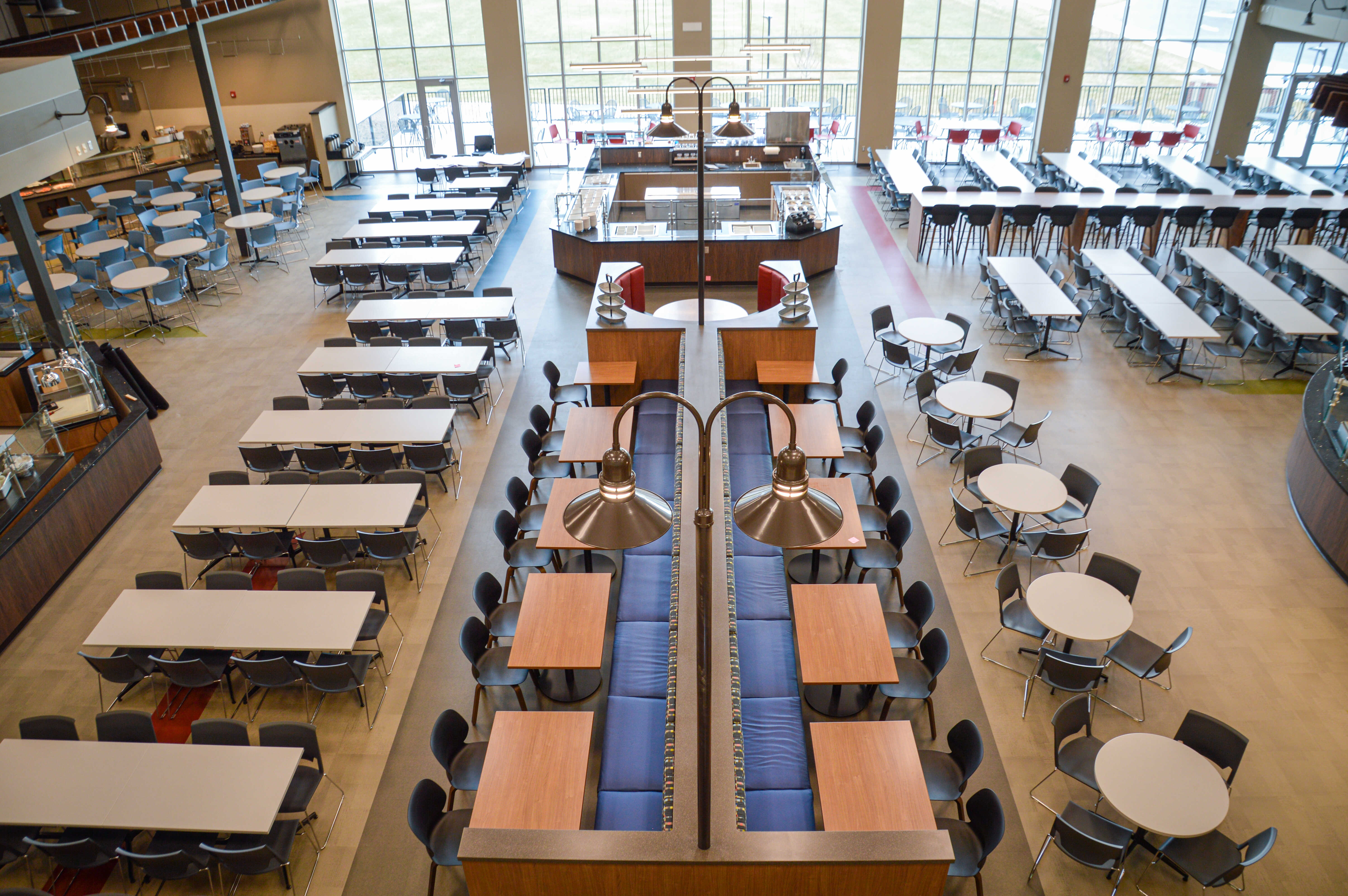 Haworth furniture in Nazarene university common room top view