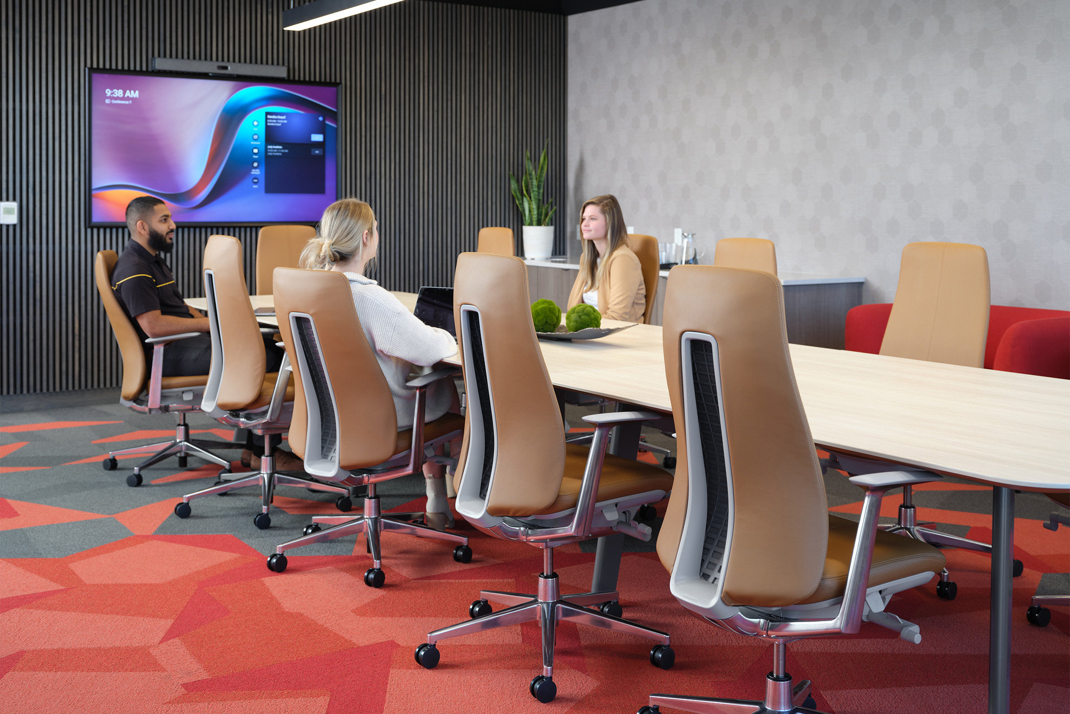 Haworth Fern chairs in Tommy's car wash conference room