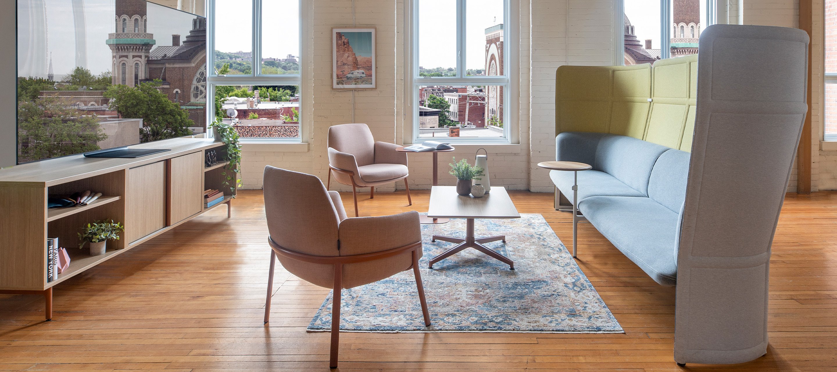 Haworth Poppy chair, Cabana lounge in Ubisoft office space