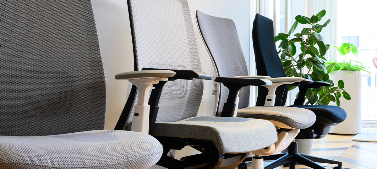 Task chair test‑drive area for firsthand comfort and performance