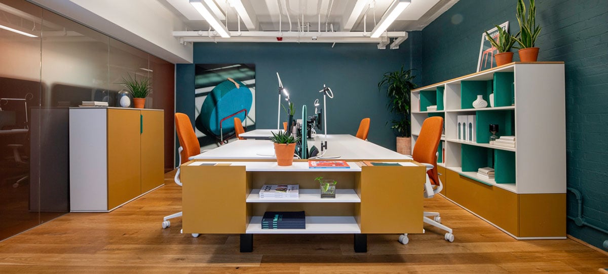 London showroom - colourful storage