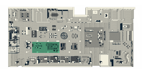 Haworth's floorplan at an office space of project team space