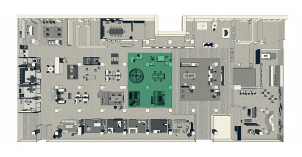 Haworth's floorplan at an office space of small team neighblorhood