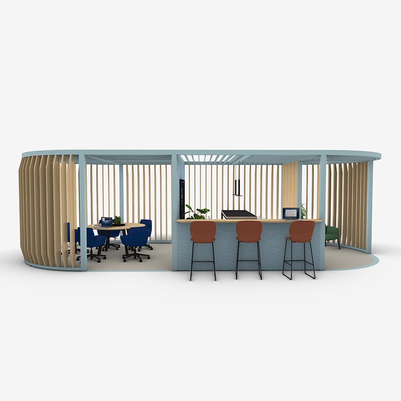 Haworth Pergola workspaces for an office setup