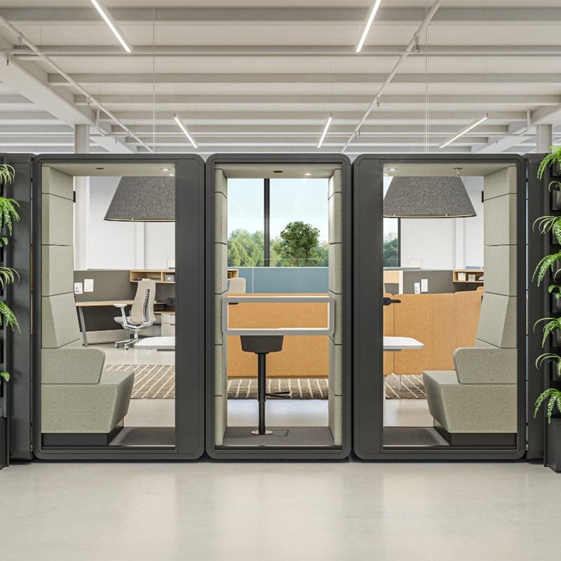 Haworth Office Pods in architectural products - HushHybrid, HushAccess, Hushphone, HushMeet