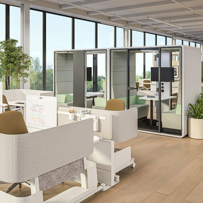 Haworth Office Pods in architectural products - HushHybrid, HushAccess, Hushphone, HushMeet