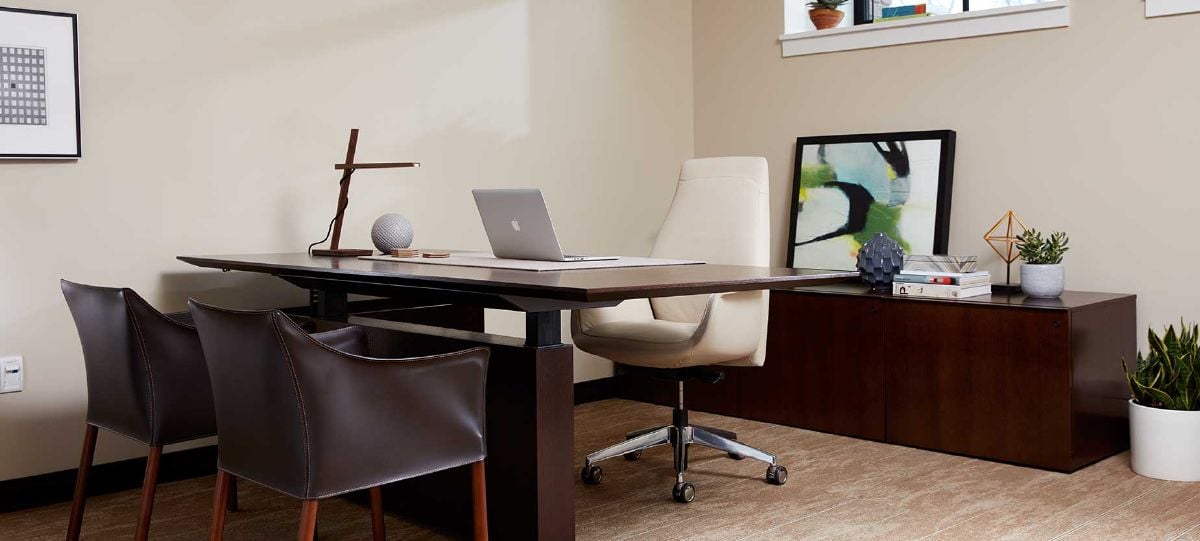 This sleek private office was designed for the Vice President of Development and Alumni Relations.