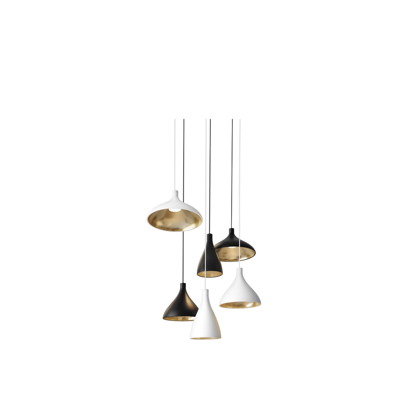 Haworth Swell Lighting by Pablo Designs in white and black colors