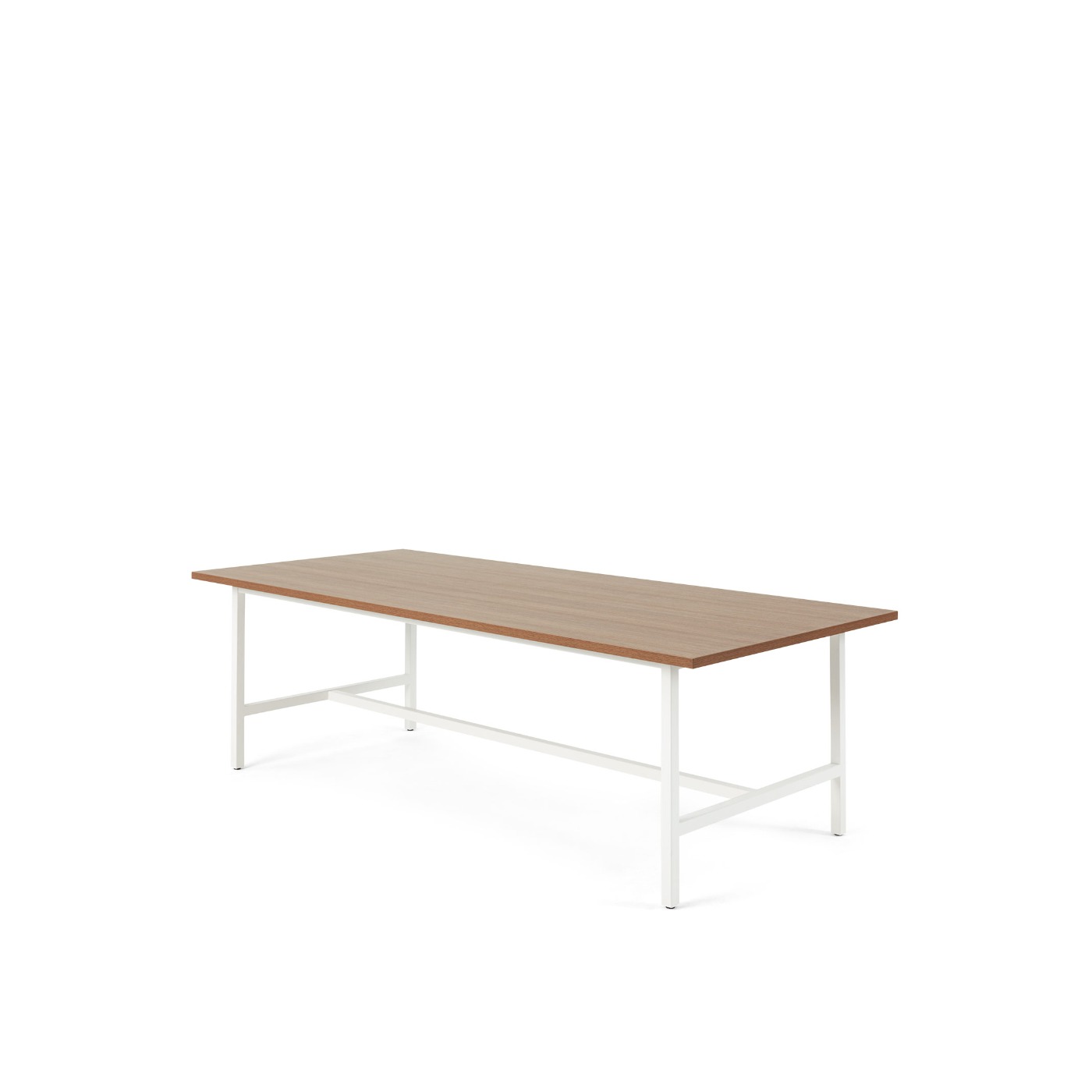 Haworth Cultivate table with 4 white legs and a rectangular veneer top