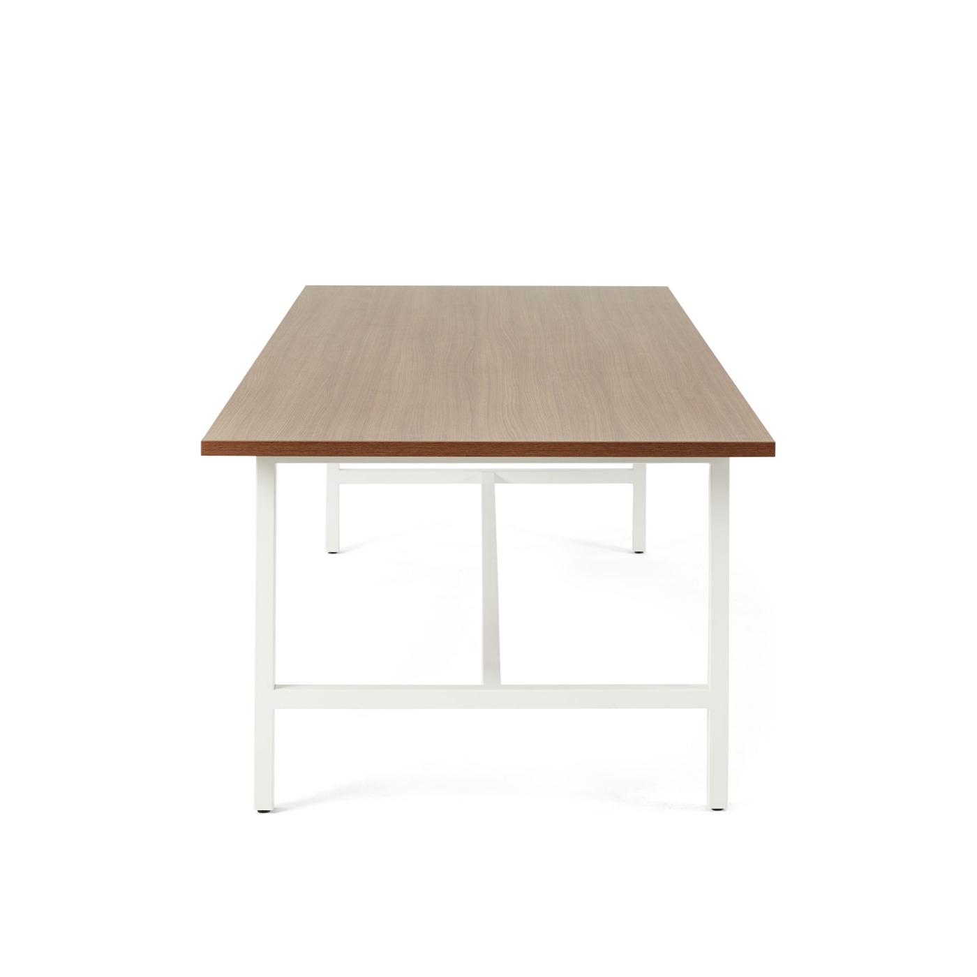 Haworth Cultivate table with 4 white legs and a rectangular veneer top